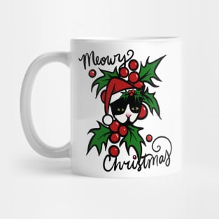 Tuxedo Cat Christmas Mug